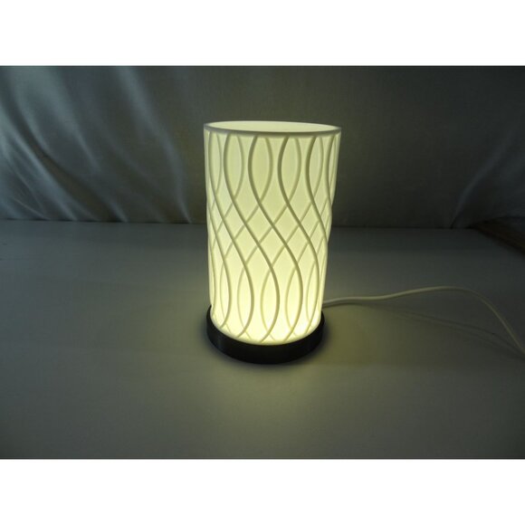 Decorative USB-Powered LED Table Lamp With Modern Geometric Patterned Shade & So - Picture 4 of 8